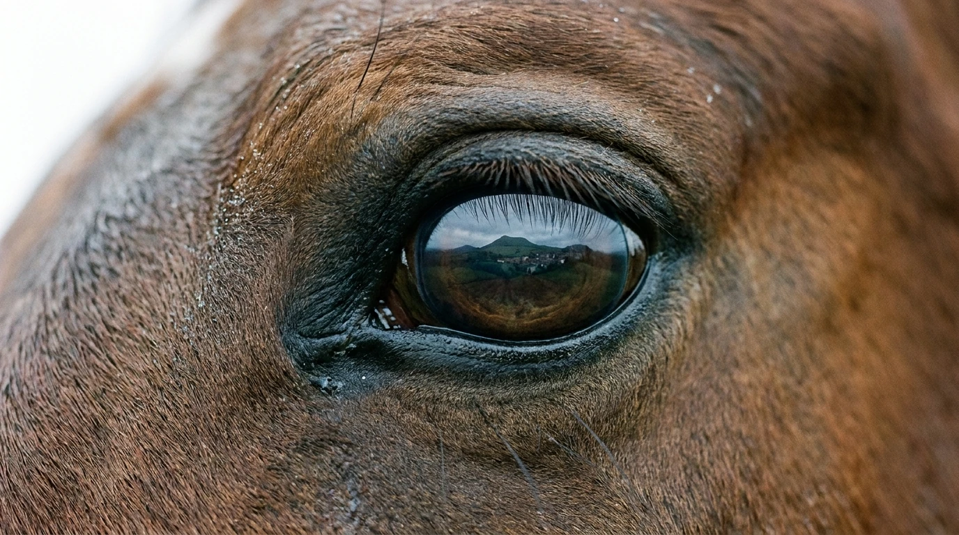 Un regard de cheval au Les prairies de La Narse, Gelles